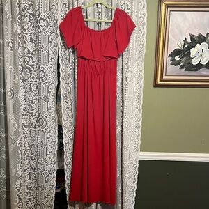Sugarlips Red Ruffle Maxi Dress